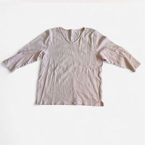 Liz Claiborne Soft Pink Ribbed V-Neck Top